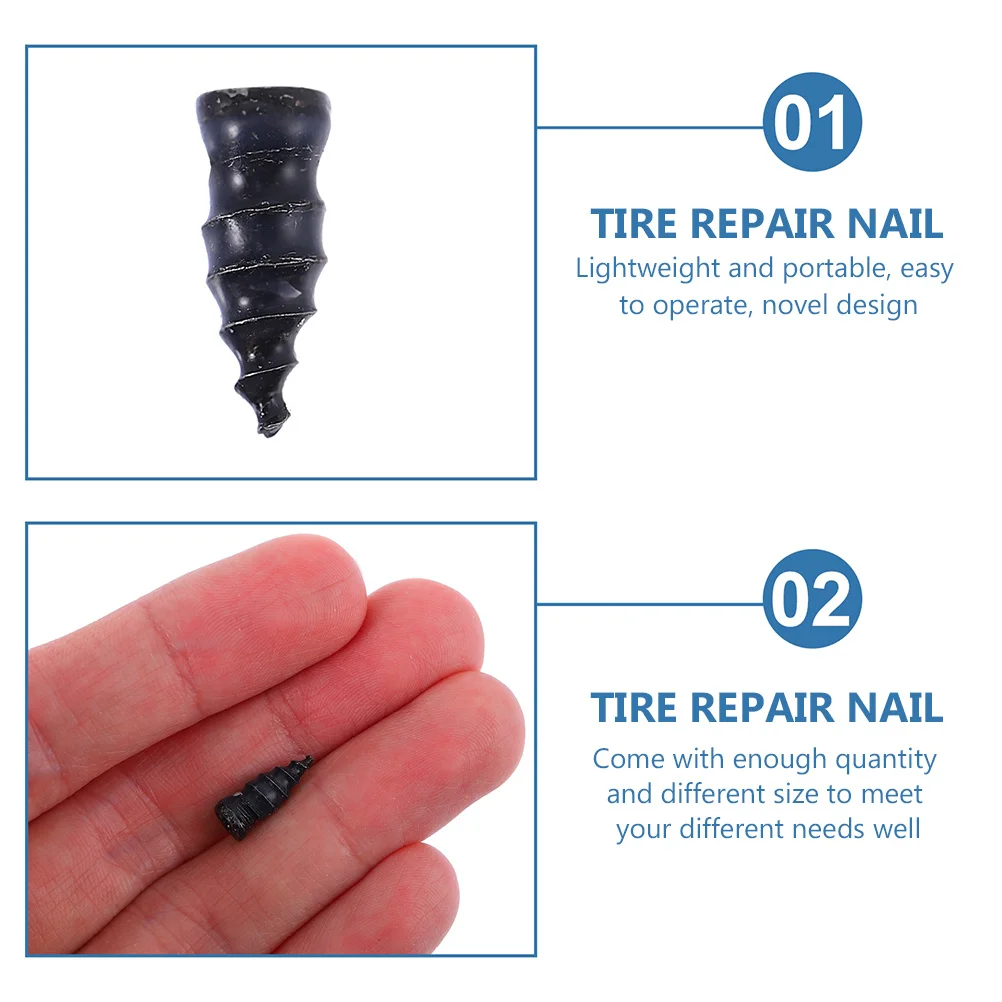 

60Pcs Car Tire Repair Rubber Nails Wear Resistant Anti-Skid Screw Nails for Motorcycle Electric Bike Tire Repair