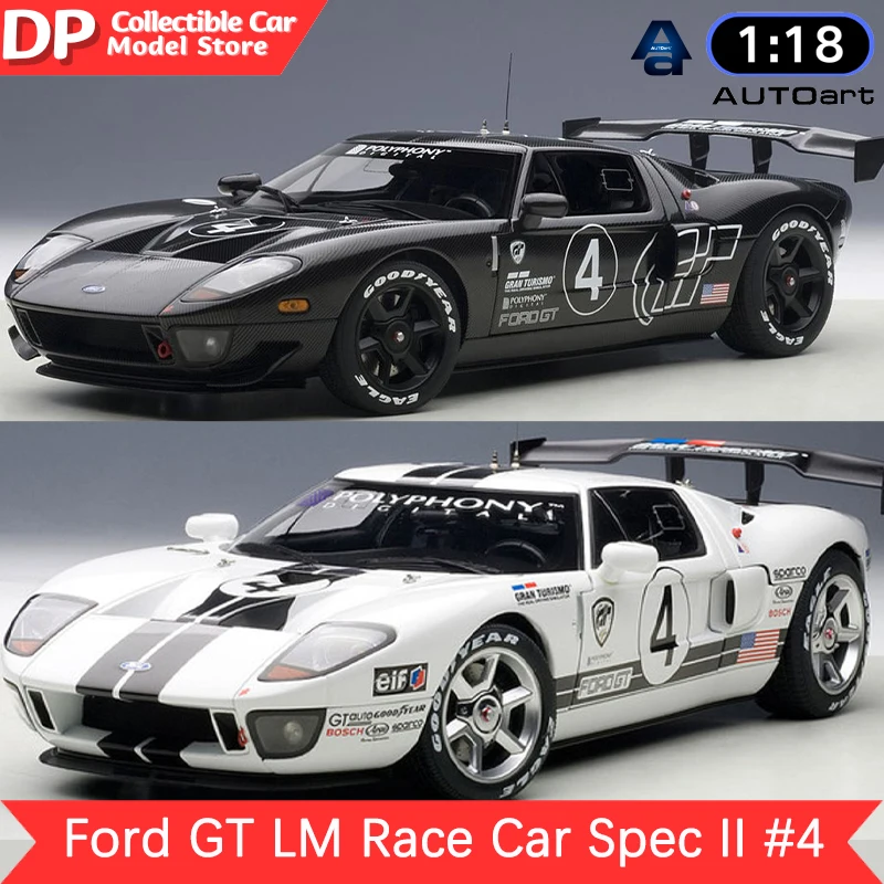 1:18 AUTOart Ford GT LM Spec II Test Car #4 (Black/white) Metal Diecast Car Big Size Collectible Vehicle Model Holiday Gifts