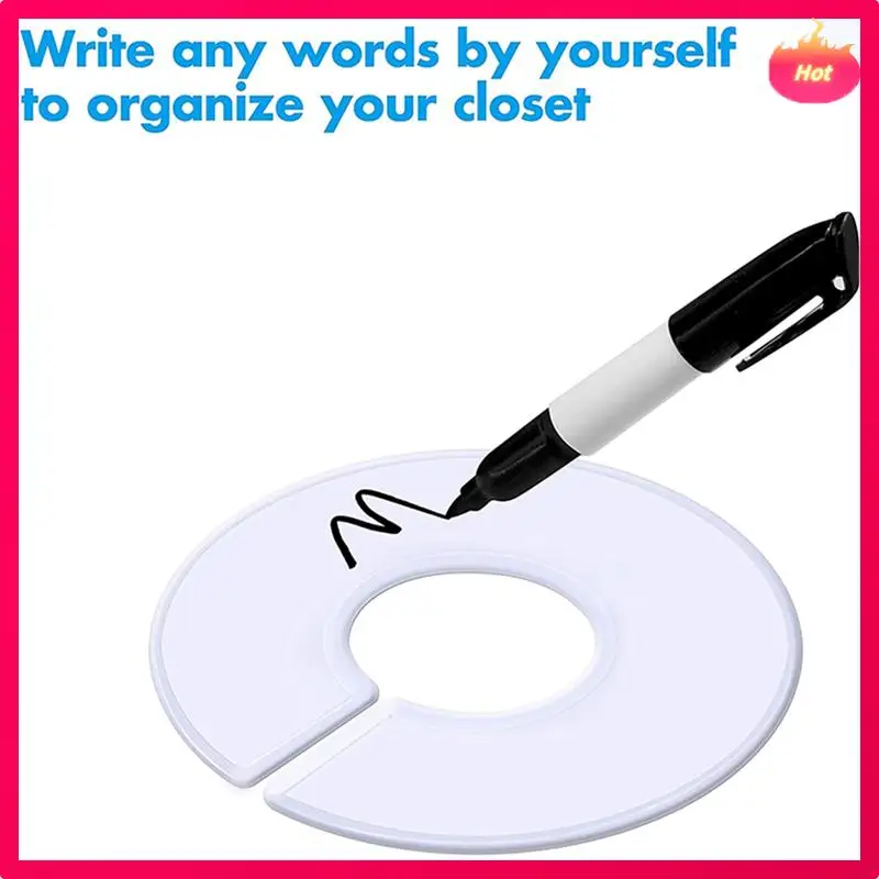 

60 Pack White Round Clothing Size Closet Rack Dividers Hangers With 1Marker (Outer 3.5Inch, Inner 1.38Inch In Diameter)