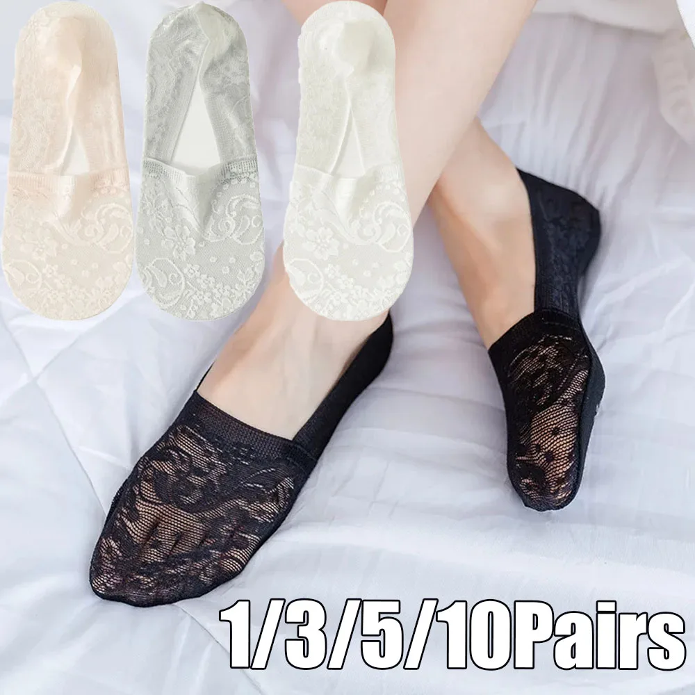 

No-Show Invisible Socks with Moisture-Wicking & Odor Control Women's Thin Lace Low-Cut Socks for Breathable and Lightweight