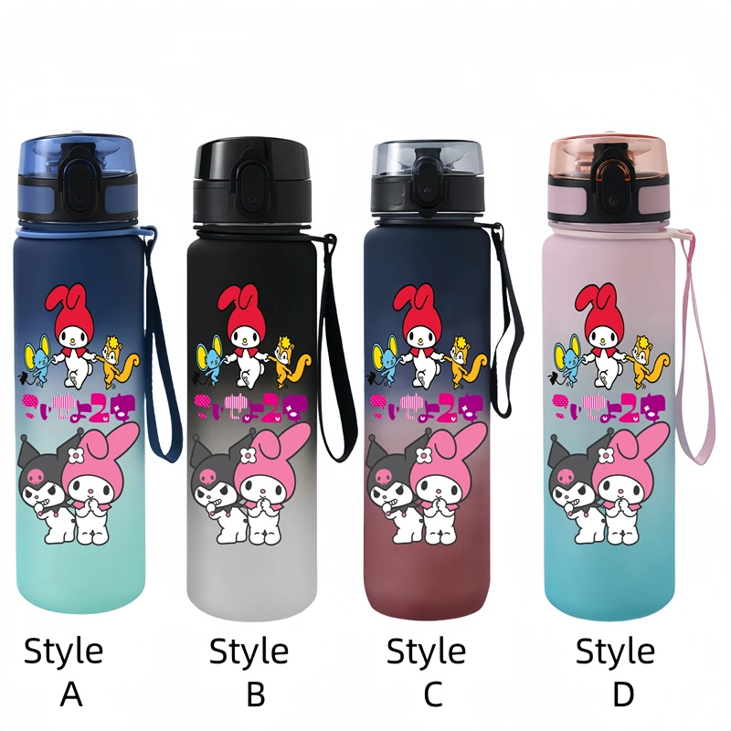 Sanrio 650ml Cartoon Characters Portable Water Cup Large Capacity Outdoor Sports Plastic Leak-proof Water Bottle Children\'s