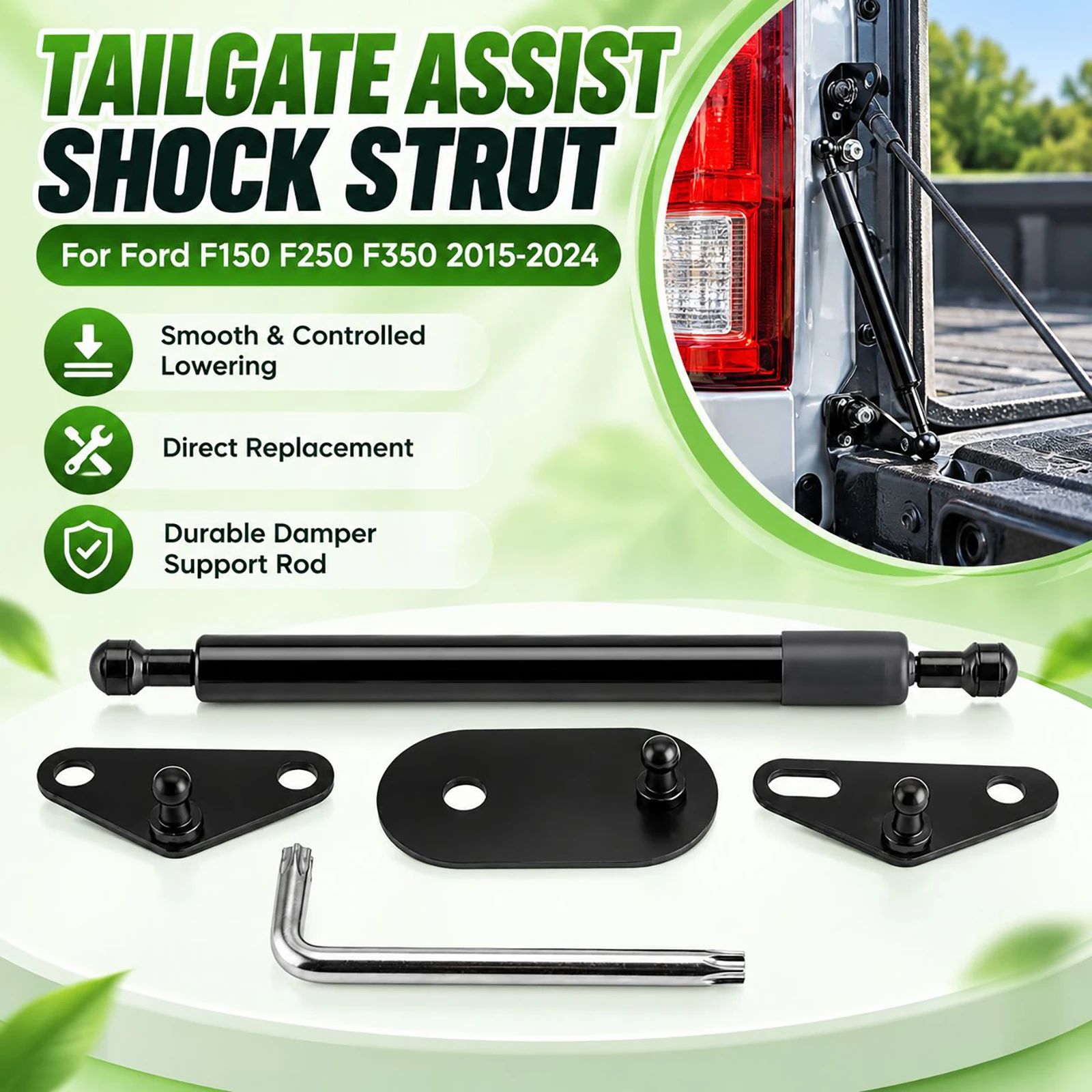For Ford F150 F250 F350 2015-2024 Tailgate Assist Shock Strut Damper Support Rod Replacement Pair