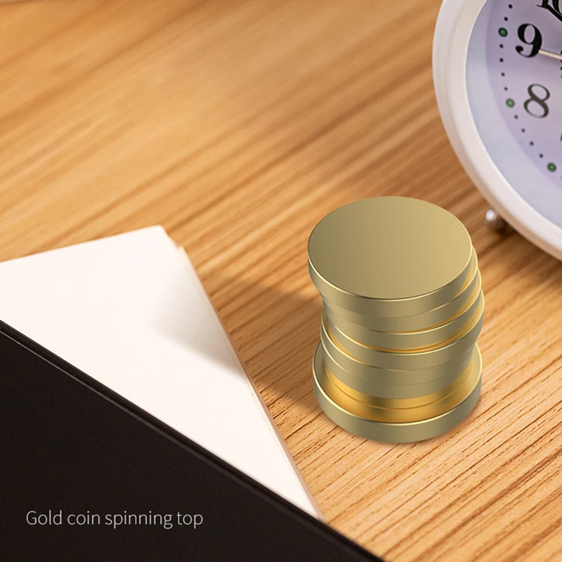 New Gold Coin Gyro Desktop Spinning Metal Stress Relieving Toys Adult Kids Stress Relief Toys Daily Office Relief Birthday Gift