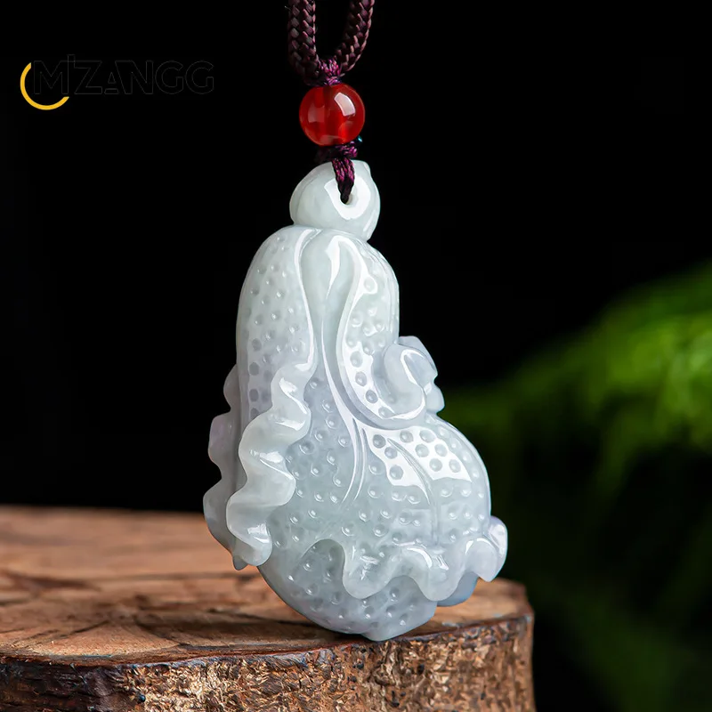 

Natural A-goods Jadeite Light Purple Cabbage Pendant Hand-carved Exquisite Luxury Ice Jade Necklace Men and Women Mascots Gift