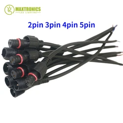 5/10/20/50 Pairs 2pin 3pin 4pin 5pin Male to Female IP68 Waterproof Wire Led Connector Black Cable 20cm Pigtail for LED Lights