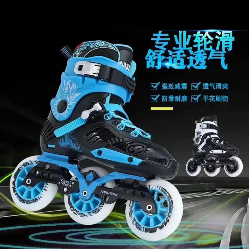 Inline Skate Shoes,Speed Skates Shoes Patines Plus 8 Small Wheels Adult Racing Roller Skating Sneakers For Beginners