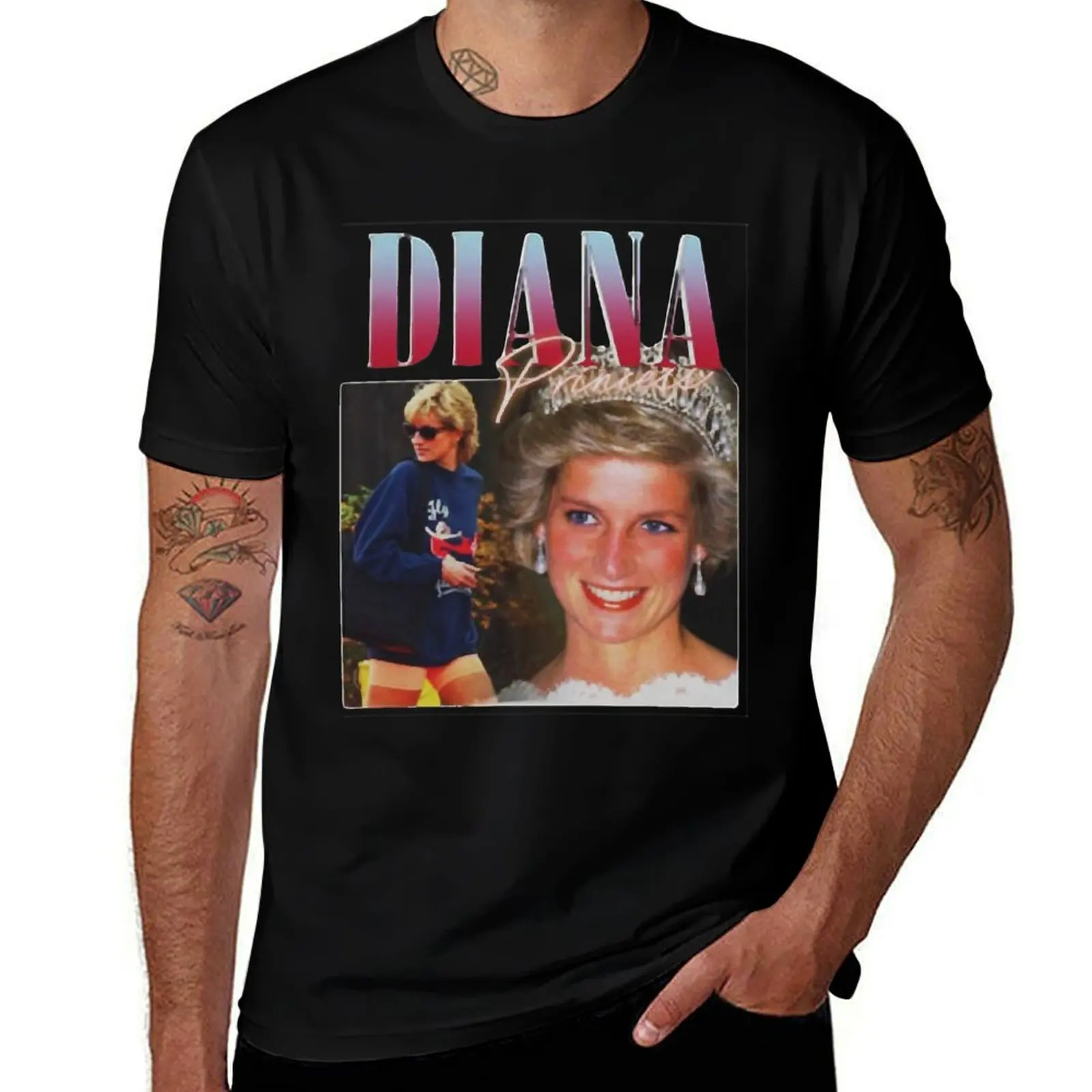 PRINCESS DIANA Rap Hip Hop Princess Diana 90s Retro Vintage T-Shirt Basic Solid Color Casual Tee Shirt T-Shirt