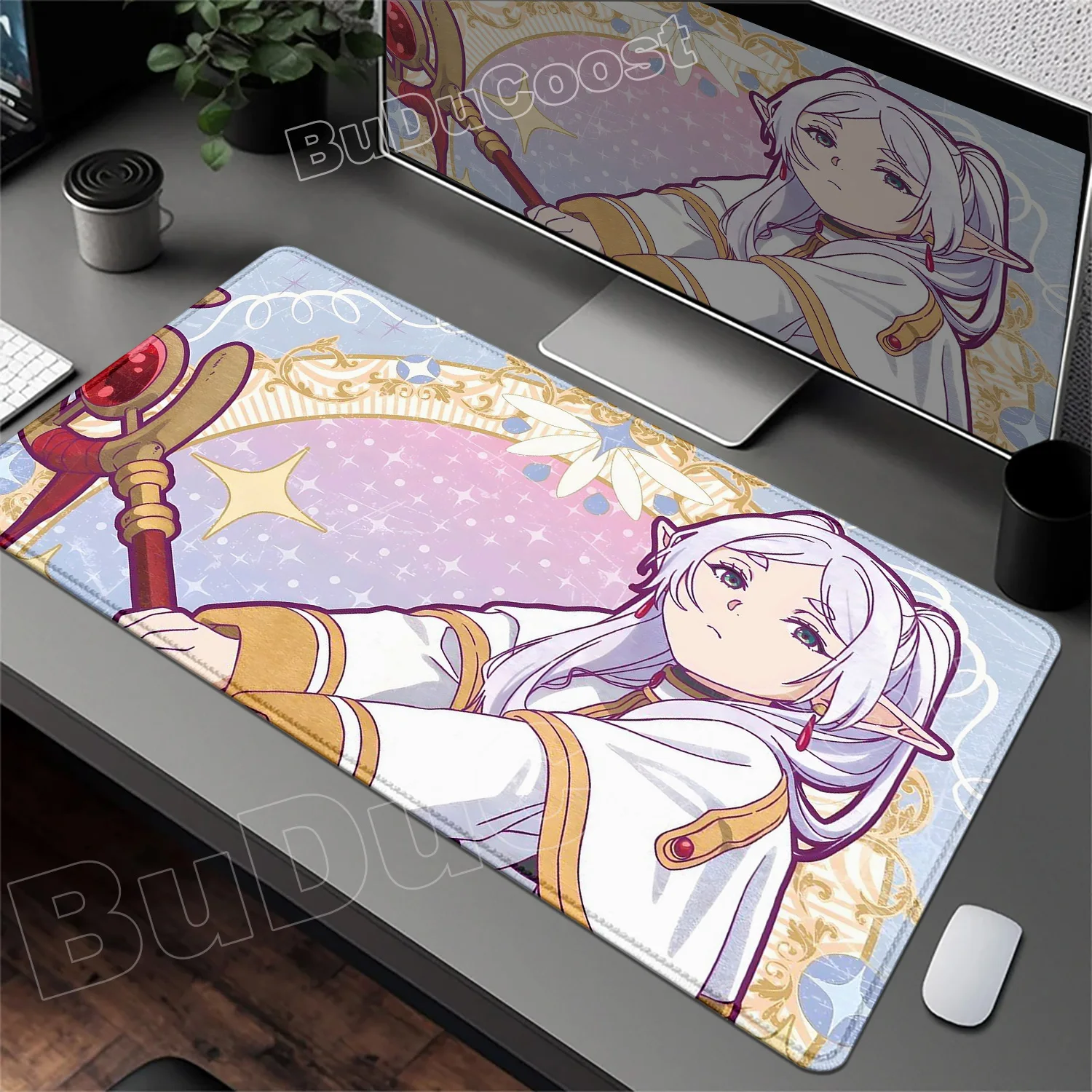 

HD New Kawaii Girl Frieren At The Funeral Mouse Pad XXL 800x400mm Mausepad Large Laptop Gaming PC MousePad Rubber Anime Desk Mat
