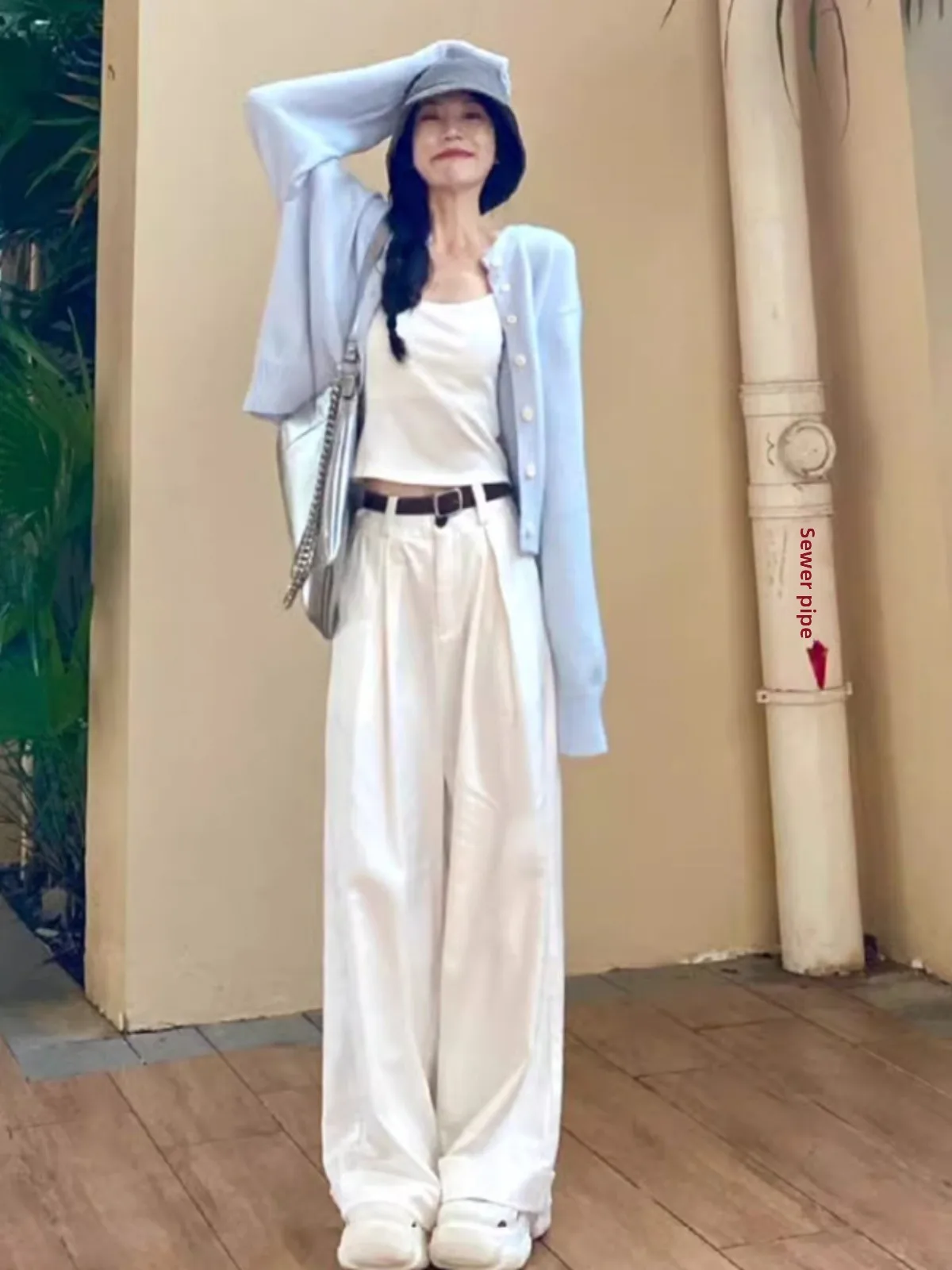 

Blue Lazy Sle Knitted Cardigan Sweater Women Early Spring 2025 New Hot Soft ort Long Sve Top Korean Version Loose Fit