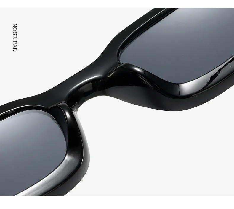 Kleine Sonnenbrille, rechteckig, dicker Rahmen, quadratische Sonnenbrille, Herren, Schwarz, Blau, Damen-Sonnenschutz, Uv400, Unisex – Detail 7