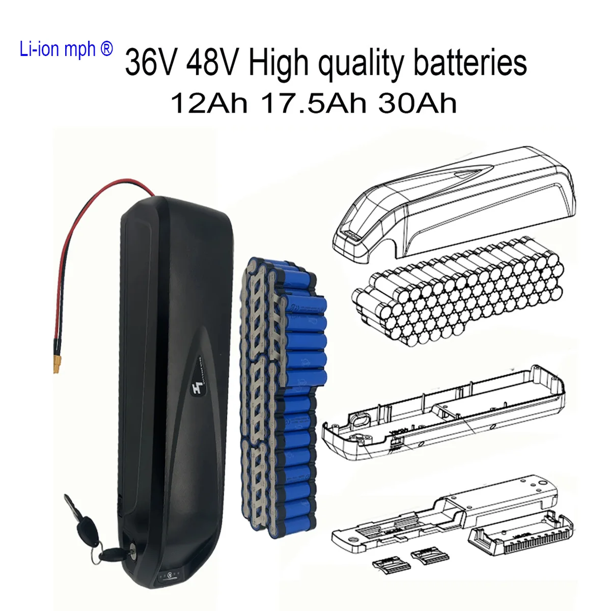 

36v 48v New 250-1200WOriginal Hailong Battery 20Ah30Ah 12Ah for Bafang BBS02 BBS03 BBSHD Motor Full Capacity Power Pack Suitable