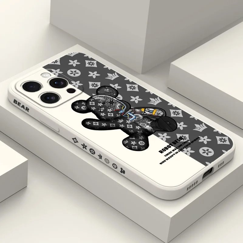 

Printed Cute Bear Phone Case For iPhone 17 16 16e 15 14 13 Plus Pro Max Mini Silicone Cover