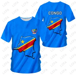 Democratic Republic Of Congo Country Flag 3D Printed High Quality T Shirt Summer Casual Short Sleeve Round Neck Men Tops 4XL