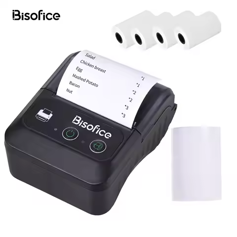 Bisofice Portable Thermal Printer 58mm 2inch Label Printer Wireless BT Label Maker for Store Shipping Support ESC/POS with Paper