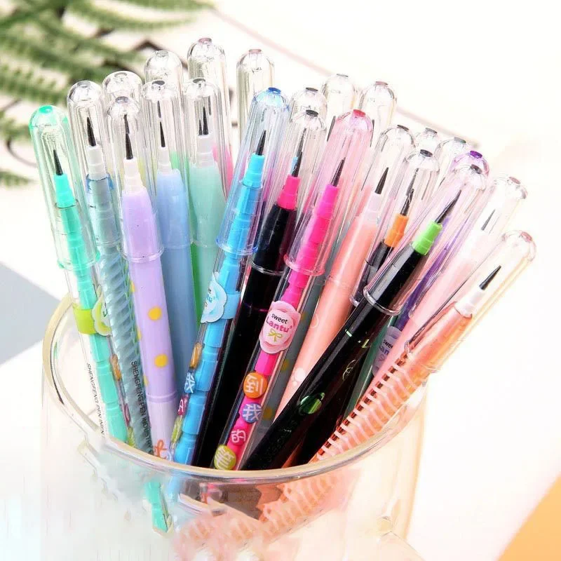 4pcs Kawaii Mechanical Pencils HB Lead Non Sharpening Pencils Replaceble Refills Kids Writing Tools Korean Stationery Office