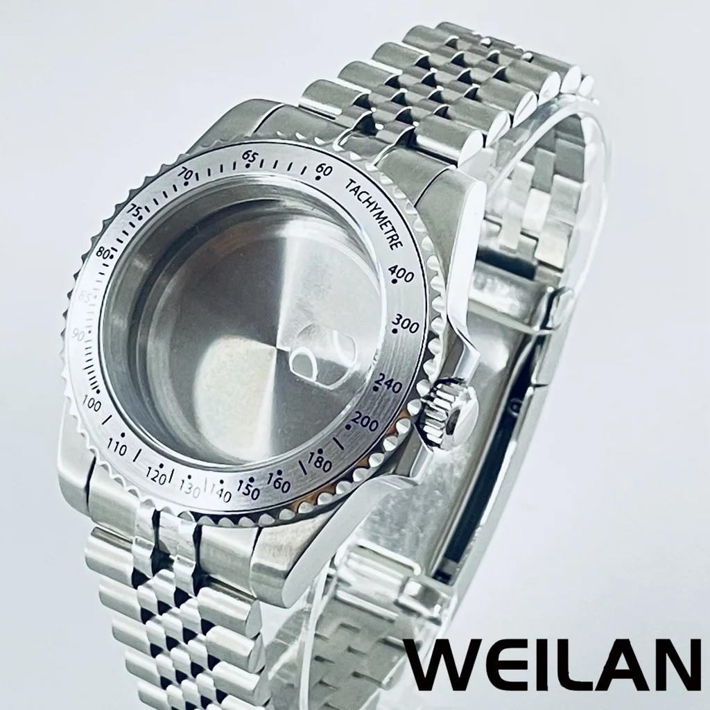 

40 мм подходит для NH34 NH35 NH36 NH38 NH39 NH70 ETA2824 PT5000 Механизм Серебряный корпус часов SUB GMT Алюминиевый безель Сапфир