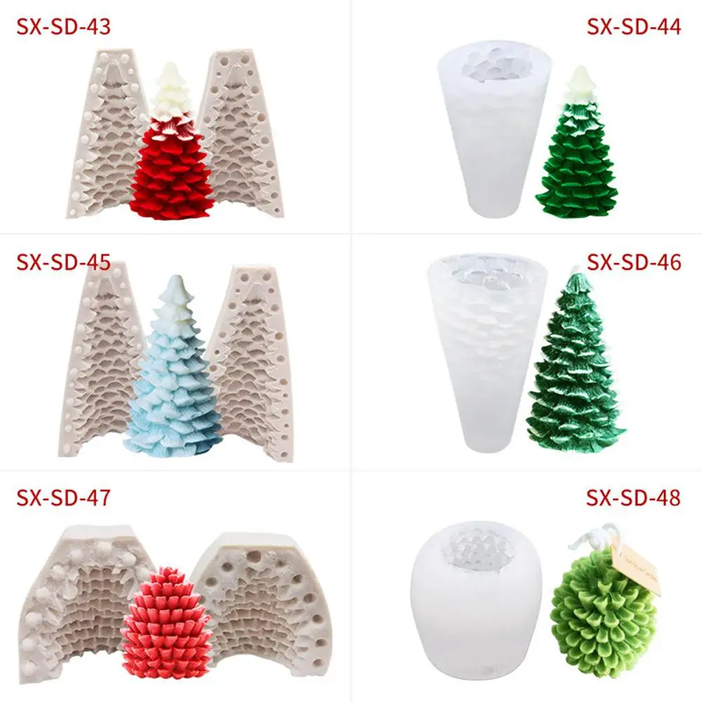 Silicone Candle Mold 3D Christmas Tree Pine Cone Shape Soap Clay Making Diy Cake Decoration