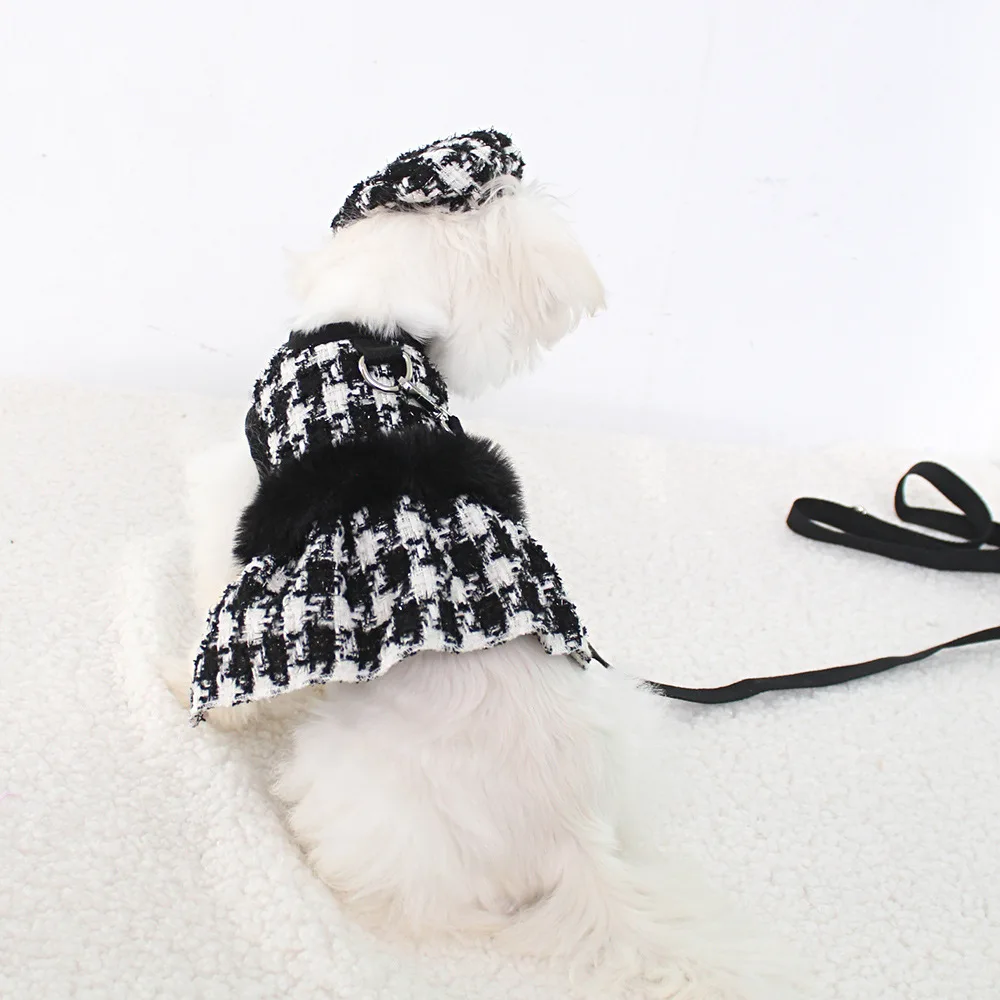 Pet Plaid Chest Strap Dog Plaid Cloak Coat Supplies Dog Tank Top Chest Strap Traction Strap Dog Harness Cat Collar Dog Leash