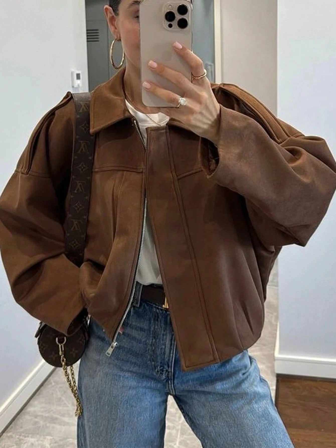 

Женская винтажная замшевая свободная повседневная куртка в уличном стиле, модная уличная верхняя одежда для женщин