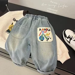 Spring Autumn Toddler Boys Denim Pants Cotton Animepattern Babys Boys Jeans Casual Loose Elastic Waist Trousers For Children Boy