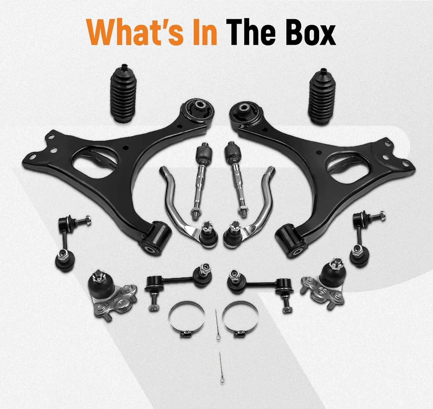 ES800374 ES800373 EV800246 14 قطعة أذرع التحكم السفلي ومفصل كروي Sway Bar Tie Rod لـ 2006-2011 Honda Civic Black