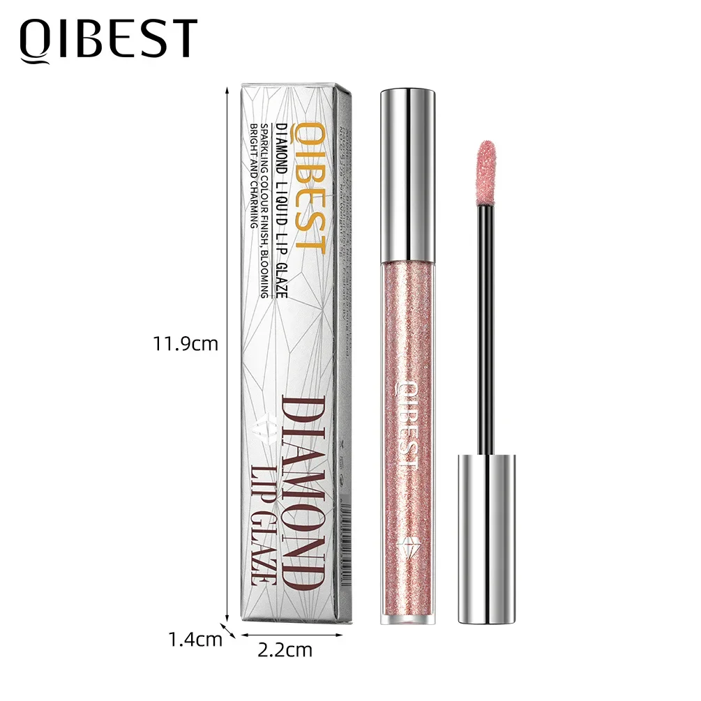 QIBEST Vloeibare lippenstift Diamanten oogschaduw Make-up voor twee doeleinden Langdurige en gemakkelijke kleur Parelmoer Glanzend Non-stick Cup Lip