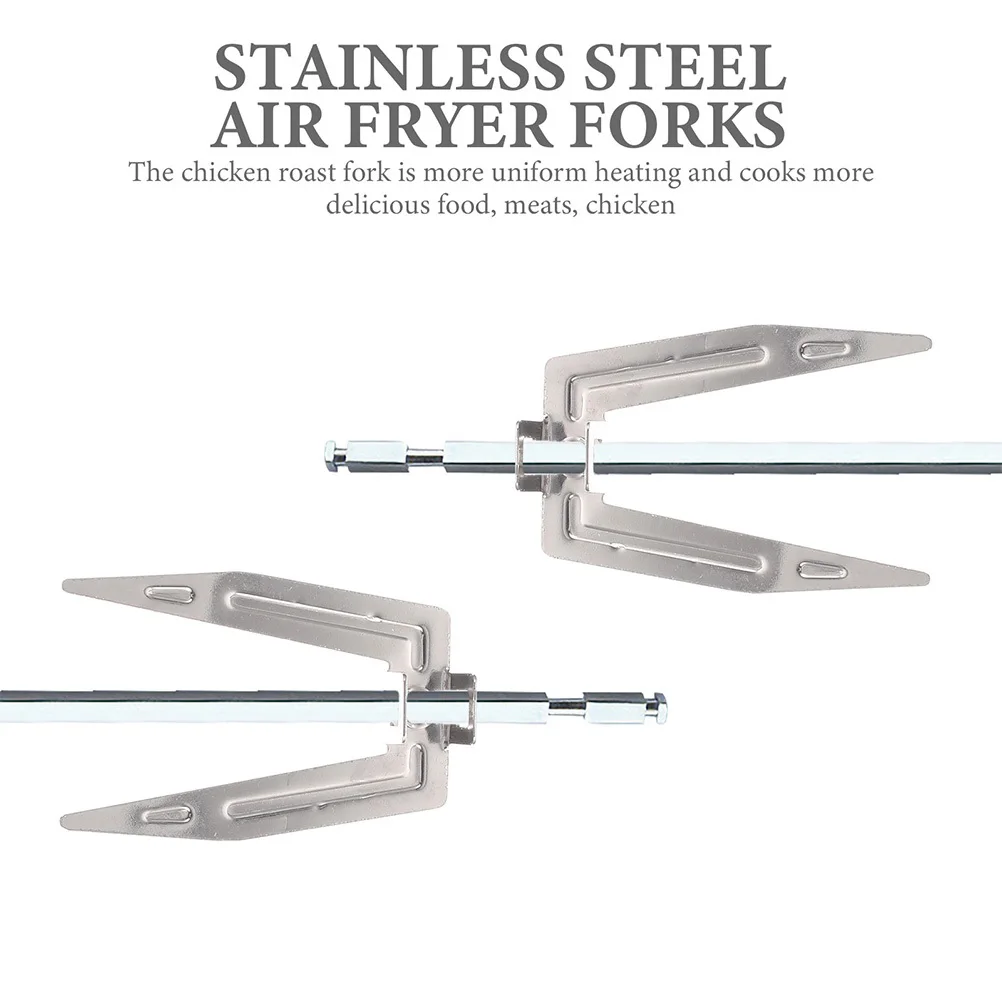 

1 Set Of Stainless Steel Roast Chicken Fork Thumb Screw Adjustment For Oven Air Fryer Bbq Grill Rotating Turkey Forks Kitchen