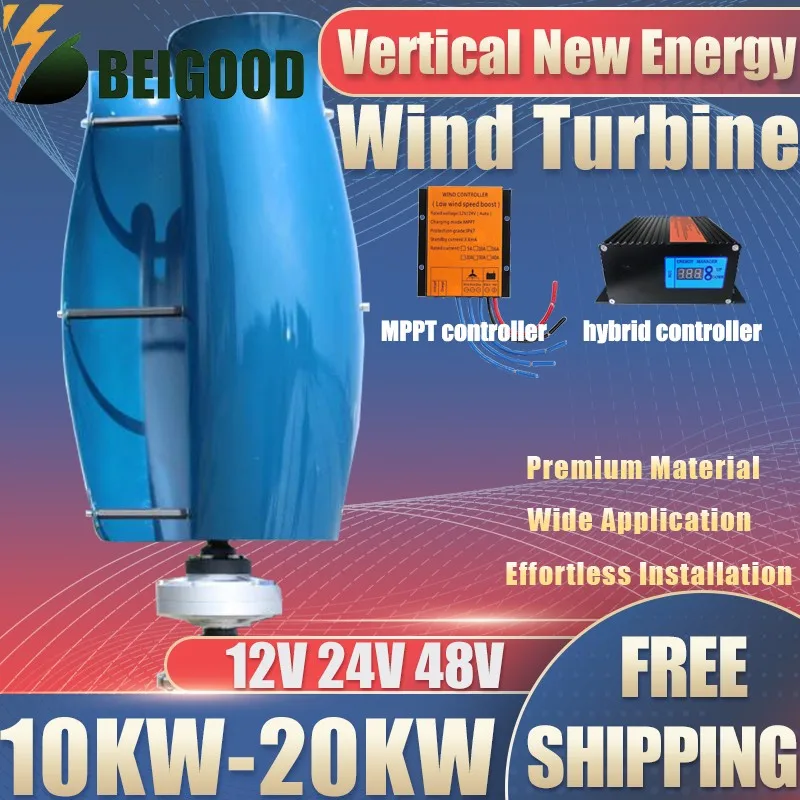 

Wind Turbine Free Energy Windmill 15kw 10kw 12v 24v 48v Vertical Axis Permanent Maglev Wind Turbine With Hybrid Controller