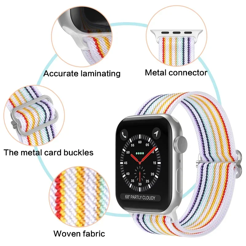 Nylon Strap For Apple Watch Band 40/44mm 49mm 45mm 41mm 42mm 46mm Scrunchie Bracelet Strap For iWatch Series 10 9 8 6 7 5 Ultra