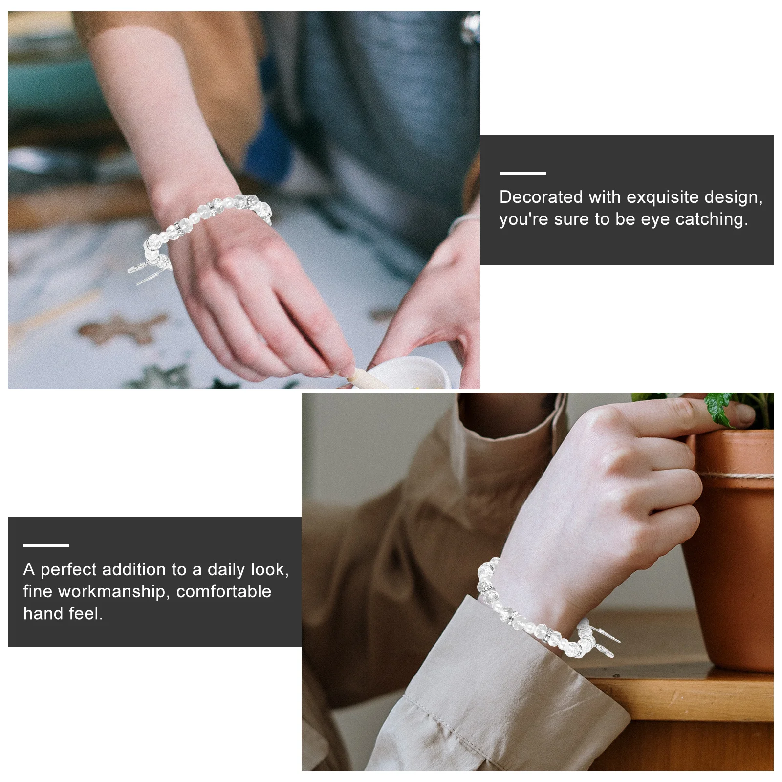 

4Pcs Cross Bracelet Durable Creative Crystal Wrist Chain Chic Fashion Jewelry Daily Wear Women Wristband Wrist Chain