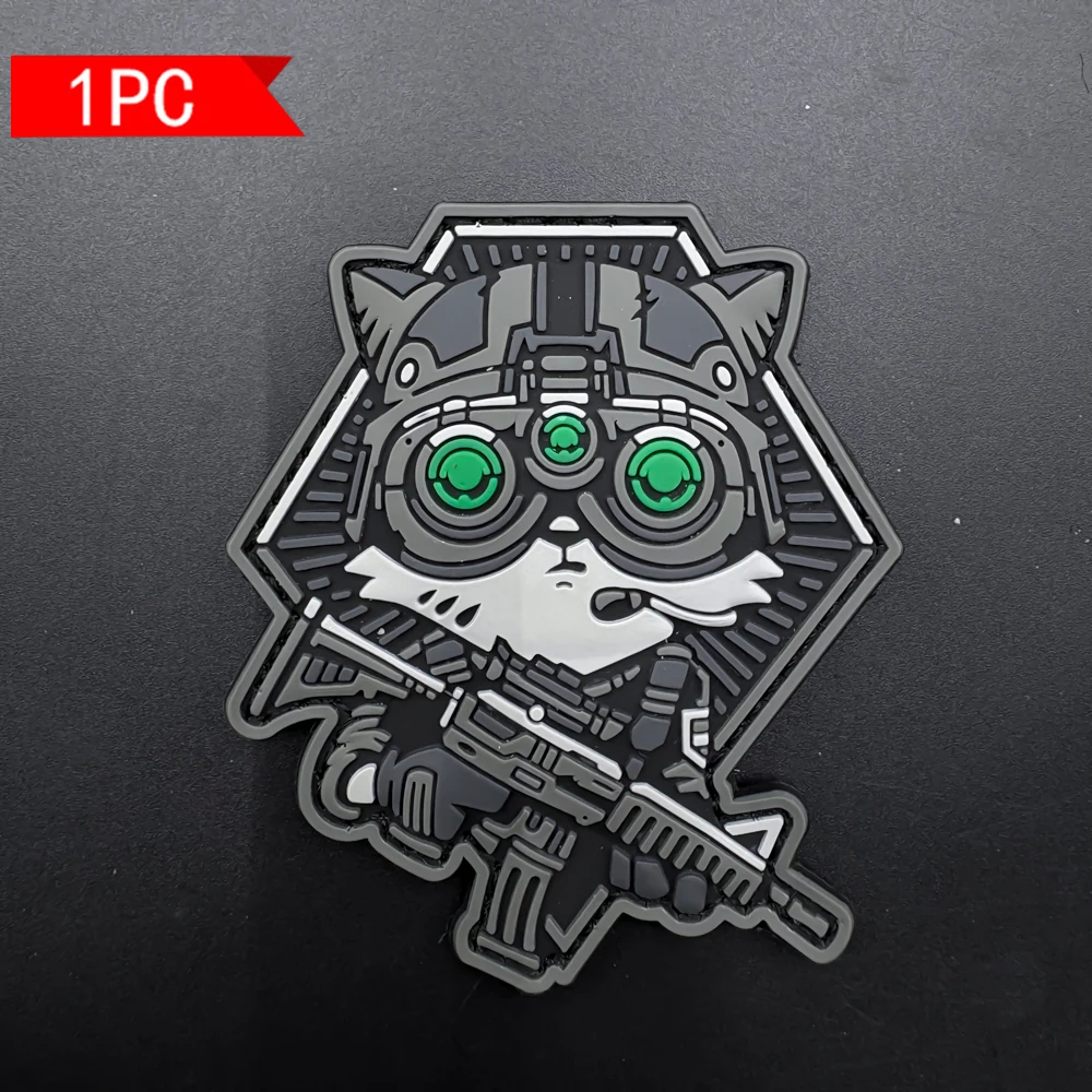 A Cat Squad Pattern Pvc Patch Badge Sticker, with a Glow-In-The-Dark Effect, Has Hook Fasteners on the Back, Suitable for Bags, Backpacks, Vests, and Clothing Decoration, Embroidered Patch Stickers, Soft Rubber