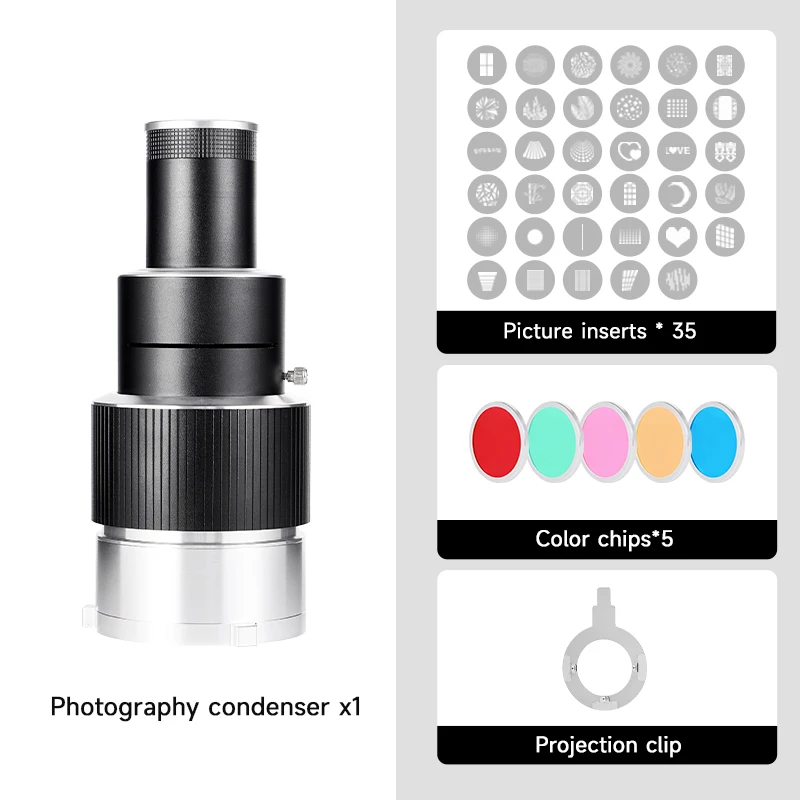 YSKE Professional COB LED Light 35Gobo Optical Snoot II Kit Photography 5 Color Photo Studio Accessories Bowens Mount Aluminium