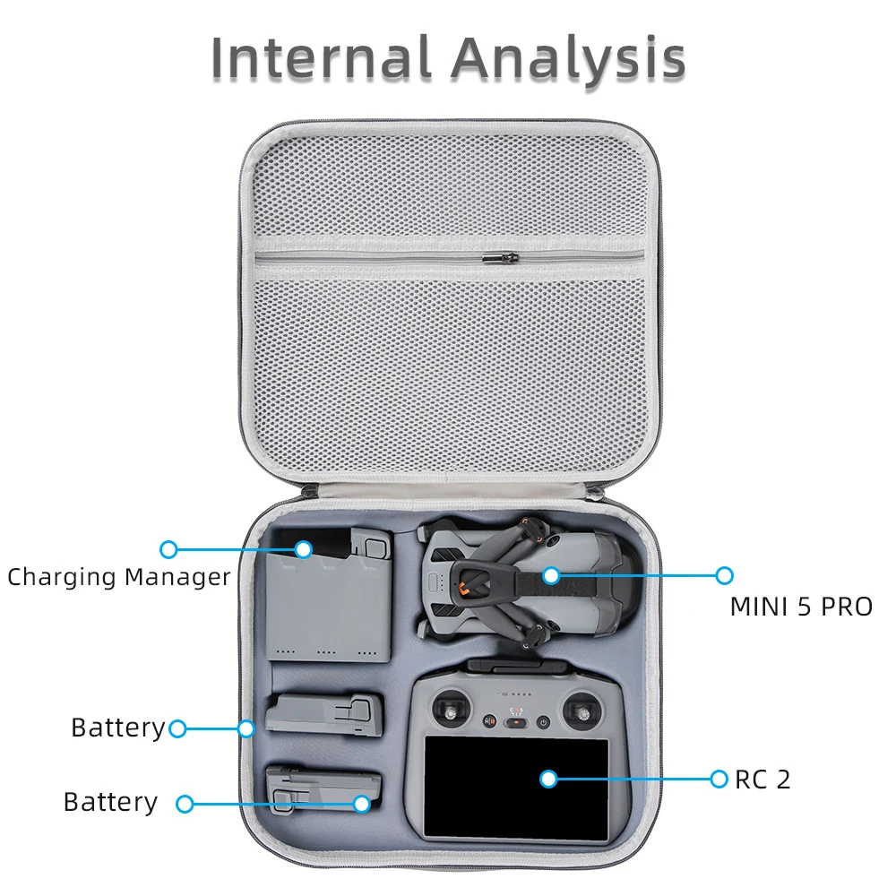 For DJI RC2 Remote Control Portable Storage Case PU Waterproof Protection Shoulder Bag For DJI Mini 5 Pro Drone Accessories