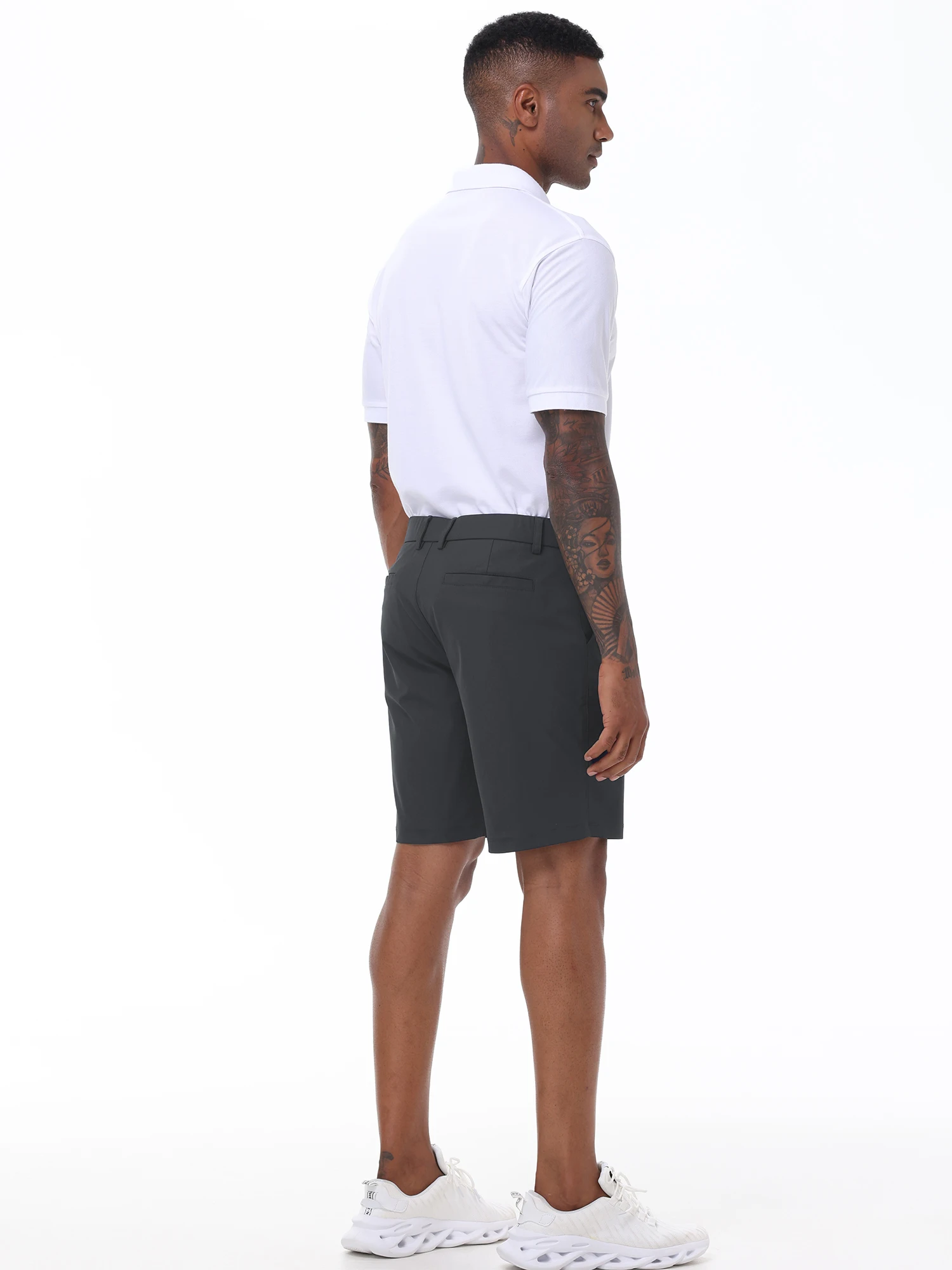 Trendige Cargo-Shorts für Herren, lässige, elegante Golfhose, Anzug-Shorts, Arbeits-Shorts mit verdeckten Seitentaschen mit Reißverschluss – Detail 10