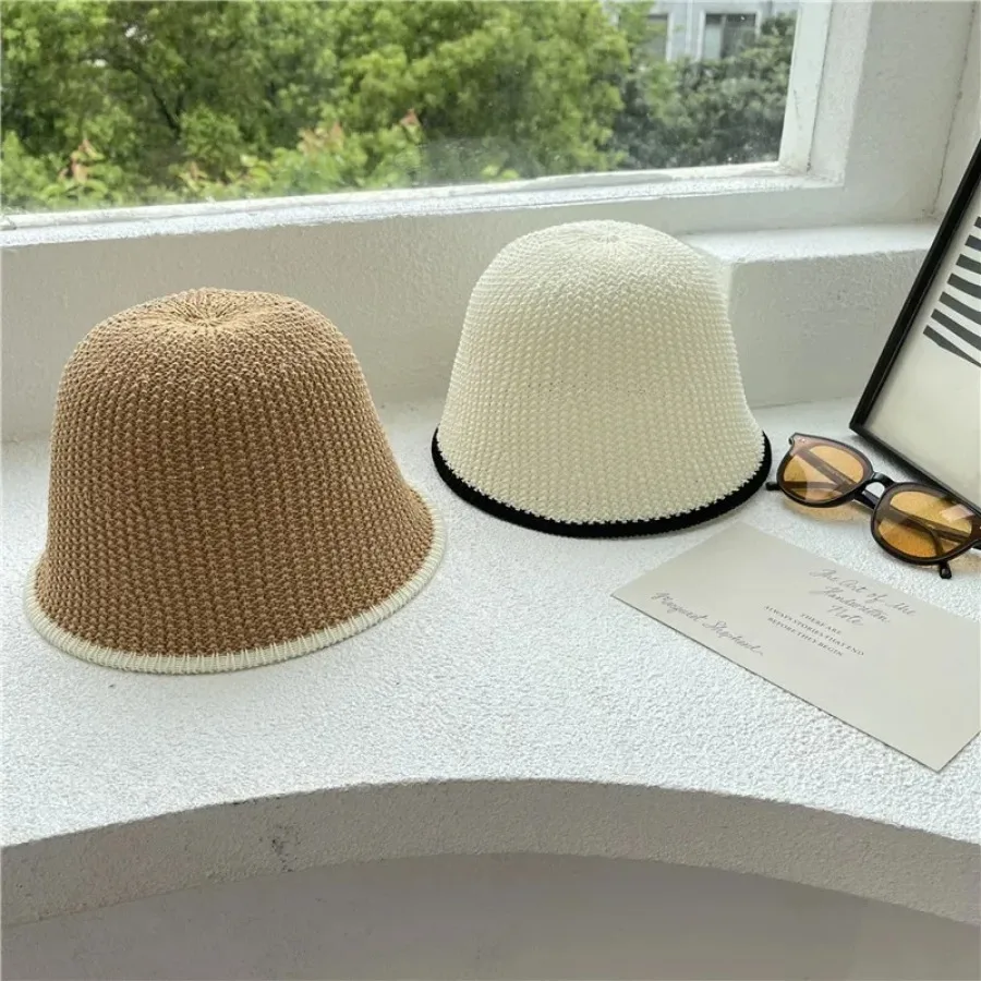 Casquette Homme New Winter Twist Knitting Hat for Women Fur Pompom Thick Plush Cap Solid Color Ladies Warm Bucket Hat Women