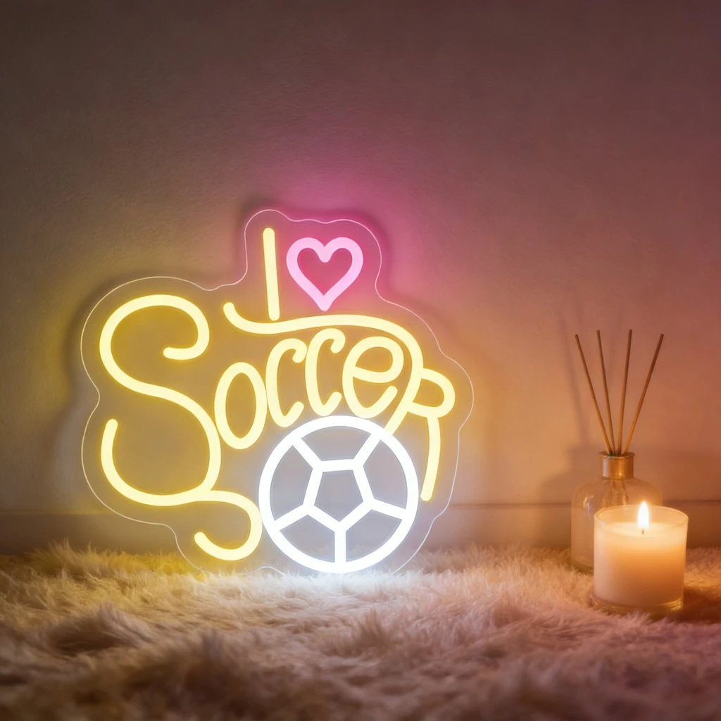 

Неоновая вывеска «Я люблю футбол» с USB-питанием, регулируемая светодиодная неоновая подсветка для спальни, гостиной, клуба, бара, мужской комнаты, подарки для вечеринок, декор для стен