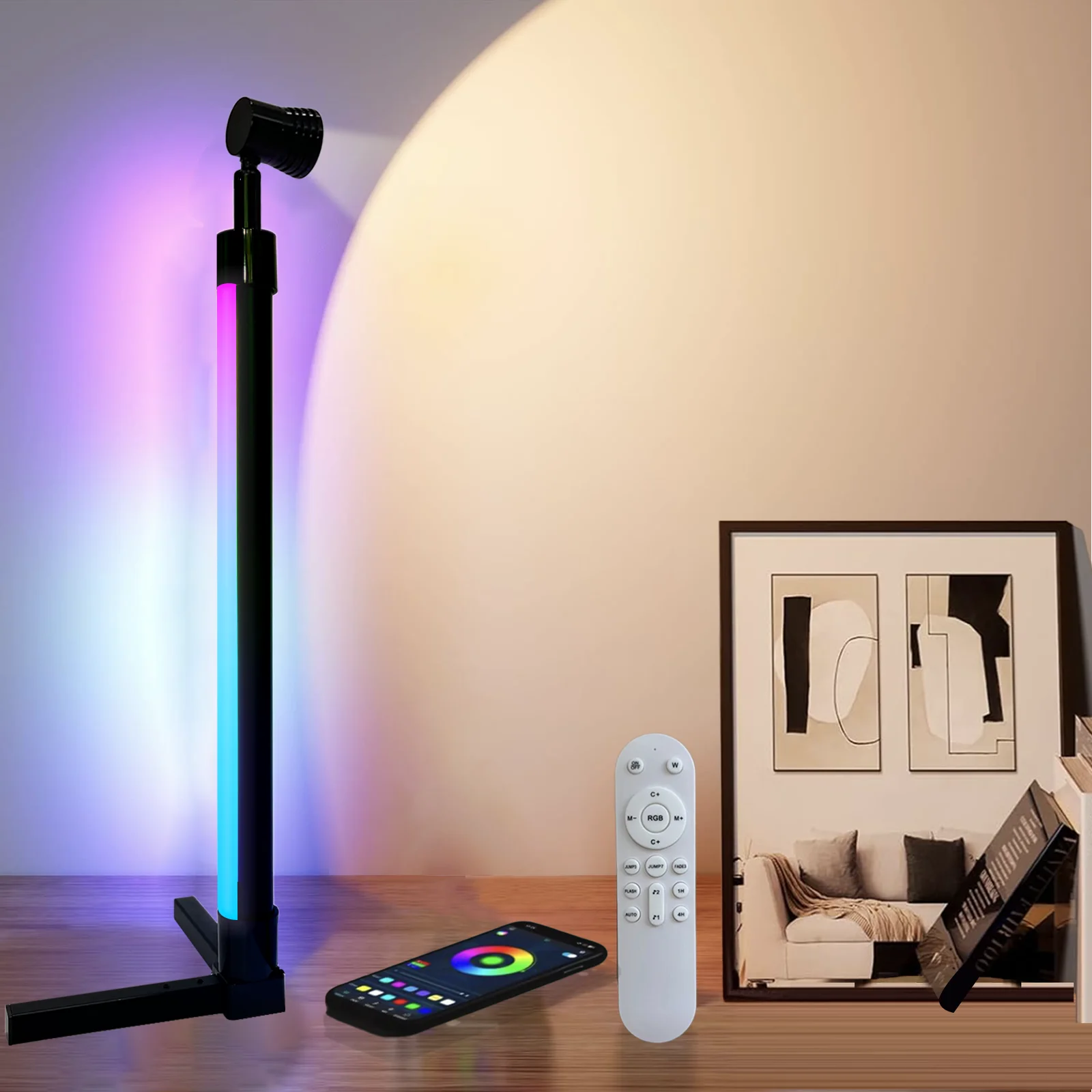 Dwa tryby Lampa stołowa Smart RGB Dream Kolorowa lampa podłogowa z synchronizacją muzyki LED Nowoczesne oświetlenie nastrojowe do dekoracji