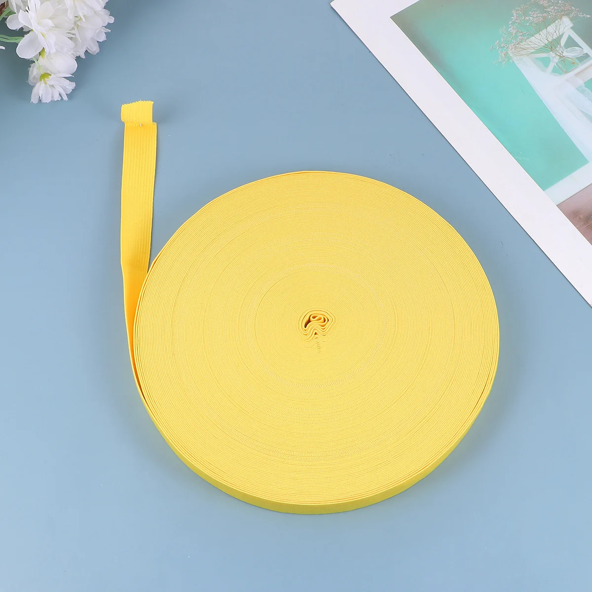 

1 Roll Yellow Elastic Ribbon Band Sewing Stretch Knit Band Comfortable Durable for DIY Apparel Costume Packaging