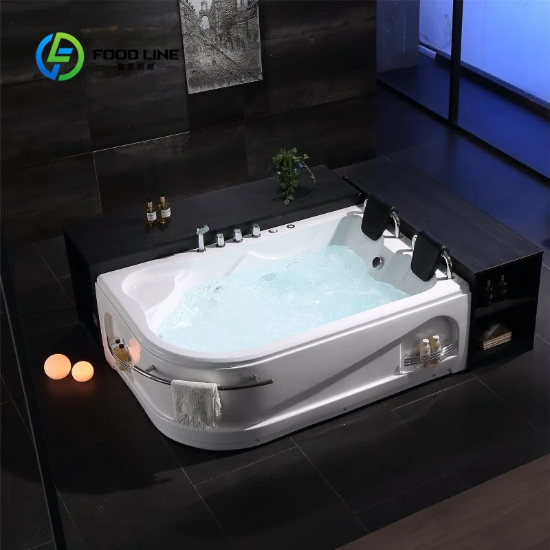 Custom Romantic Large‑Size Plunge Spa Tub, Luxury Spacious Couple Deep Soaking Spa for Residential Use
