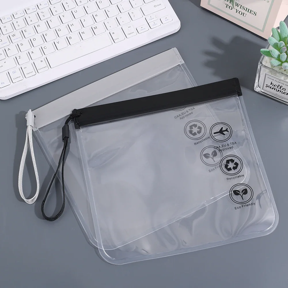 1pc Transparent toilet bag, portable travel essentials, flight makeup liquid leak proof, resealable EVA cosmetic bag