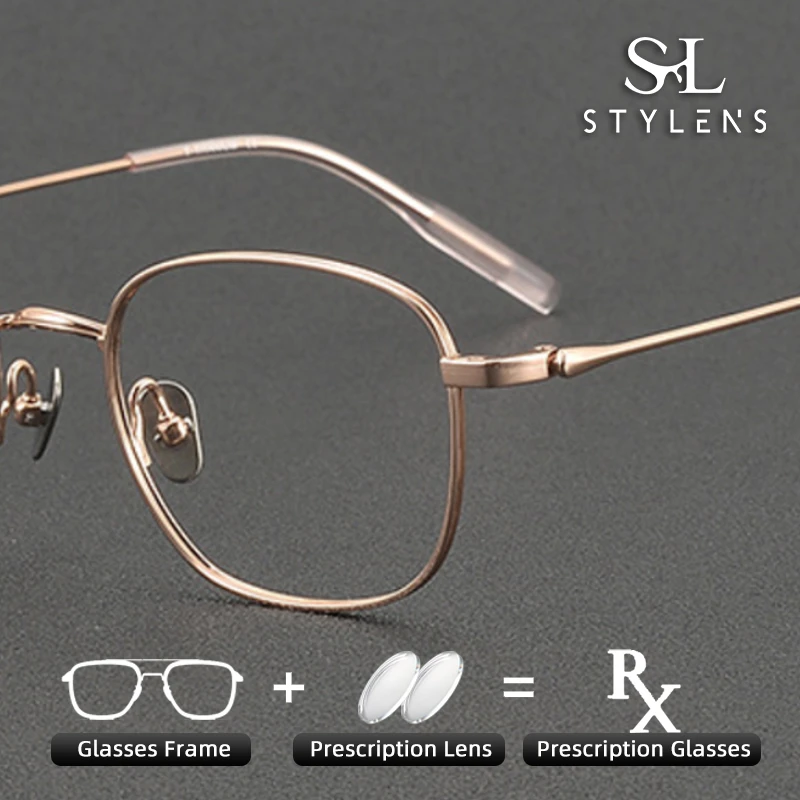 

STYLENS Classic Acetate Pure Titanium Prescription Eyewear Men Women Electroplating Anti Blue Light Progressive Eyewear 81040