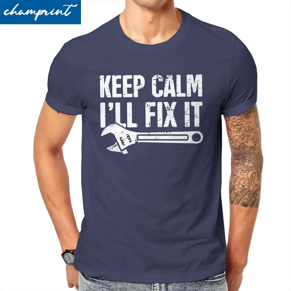 Keep Calm I'll Fix It Mechanic T Shirts Men 100% Cotton Awesome T-Shirt Round Collar  Tee Shirt Short Sleeve Clothes Summer