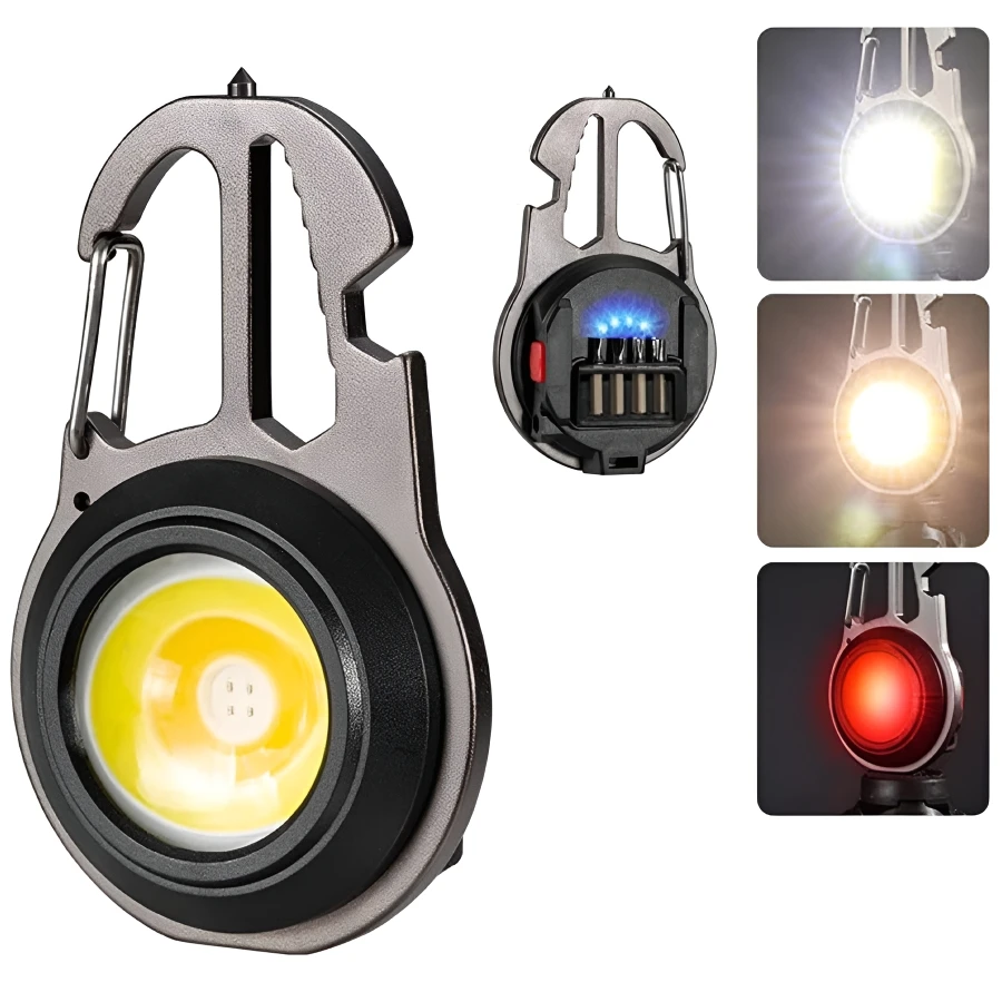 1PC LED Lamp Multifunction Keyring 7 Light Mode Portable Pocket Light with Screwdriver Bottle Opener for Outoor Hiking Fishing