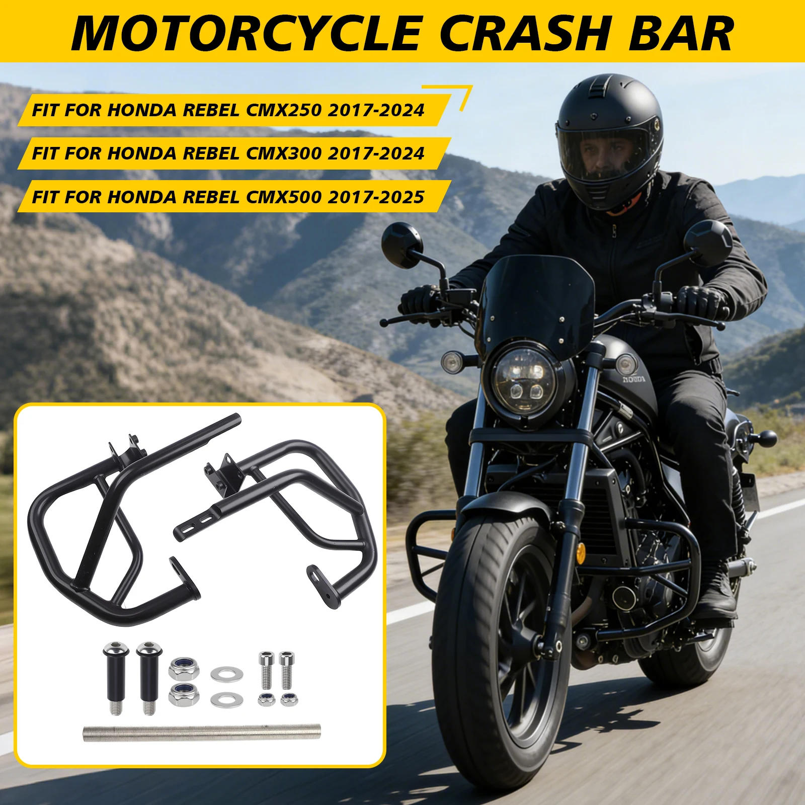

For Honda Rebel 300 500 CMX300 CMX500 2017-2024 Motorbike Frame Falling Protector MetalEngine Guard Highway Crash Bar Protector