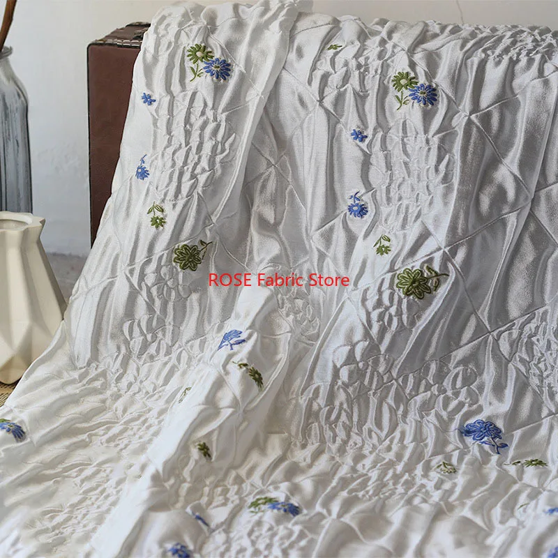 

Bubble Plaid Pleated Jacquard Fabric for Princess Dress, Beach Dress, Curtain, Designer Fabric