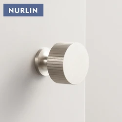 Nurlin Solid Brass Art Deco Style Vertical Lines Linear Kitchen Cabinet Knobs Silver Nickel Drawer Handle Pull