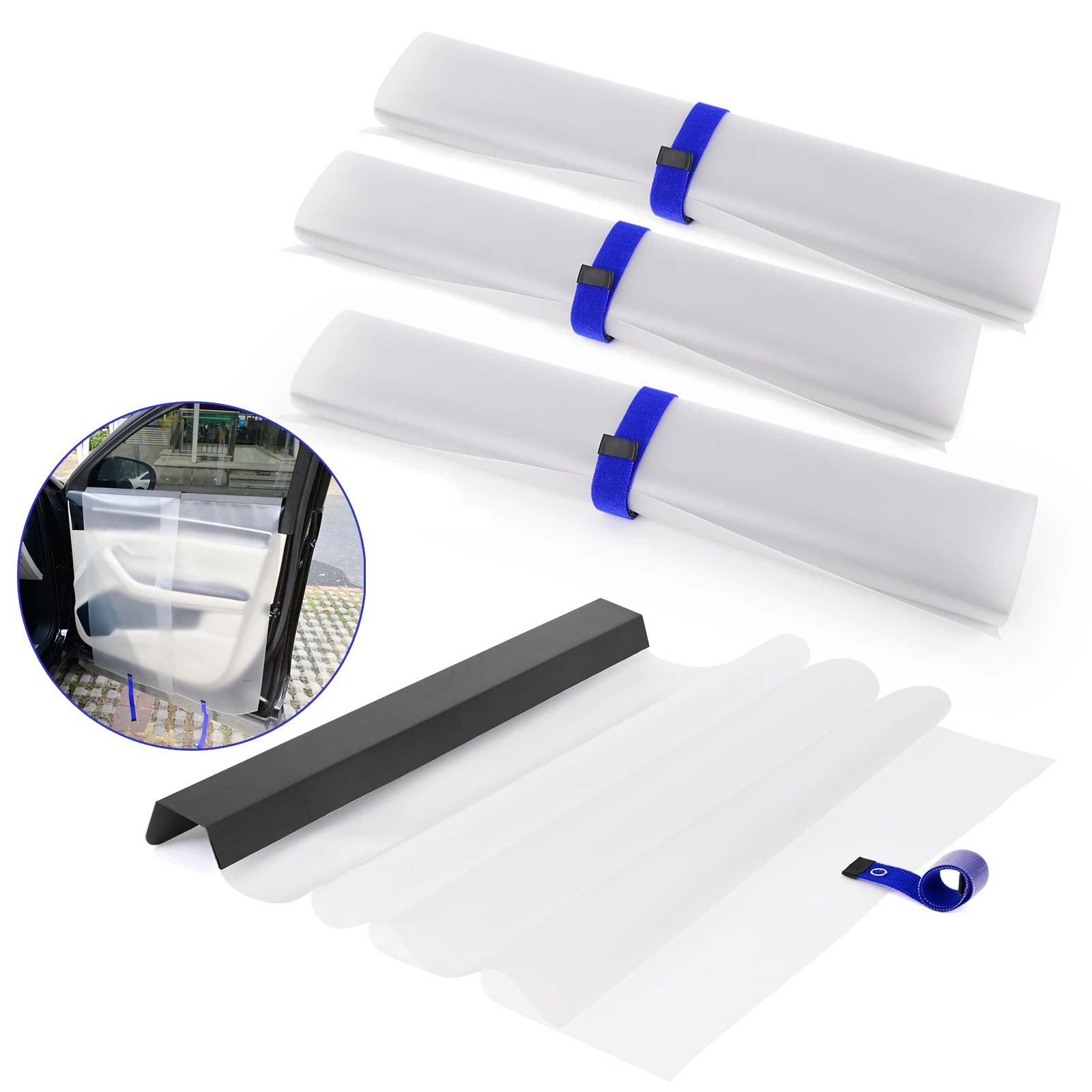 

EHDIS 2/4Pack Waterproof PET Cover Guards Protection Side Door Panel Shield Window Film Tint Application Car Wash Accessories