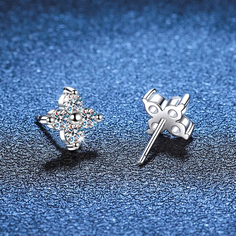 

E167 Lefei Fashion Luxury Diamond-set Classic Color D Moissanite Design Clover Earrings Women s925 Sterling Silver Party Jewelry