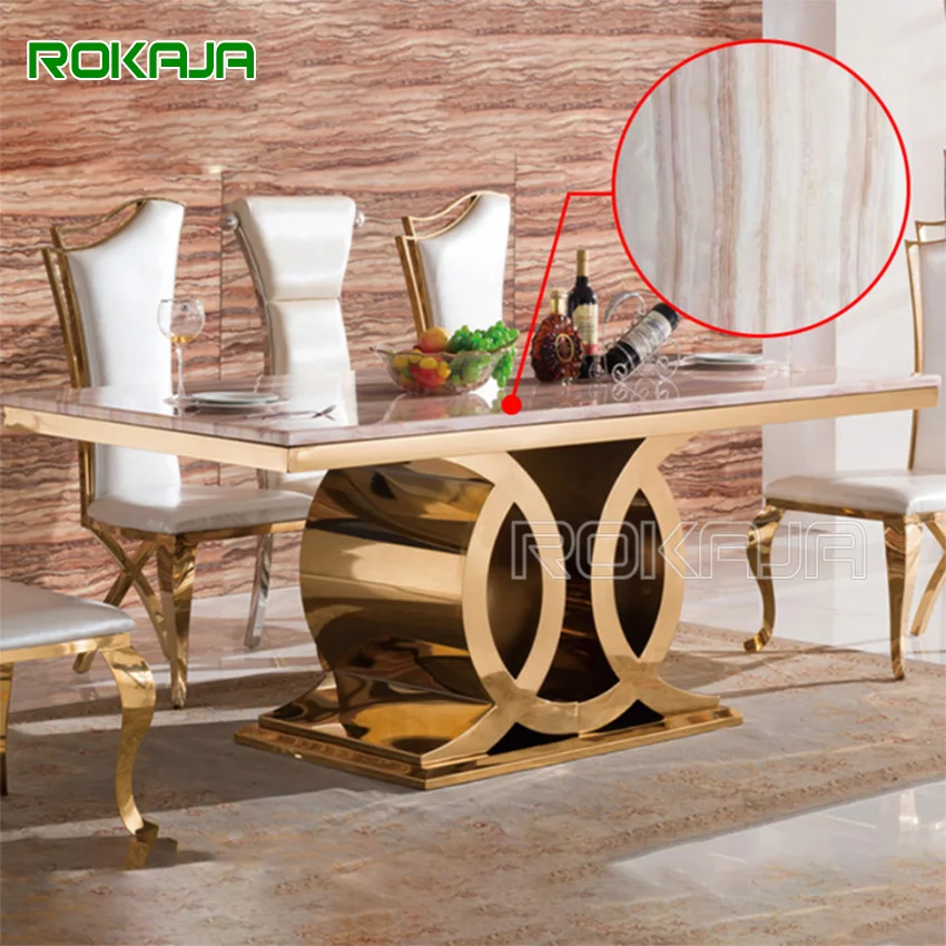 Popular Dining Room Furniture Dining Tables Sets Fit For 6 8 10 Chairs Gold Foot Marble Dining Table Set