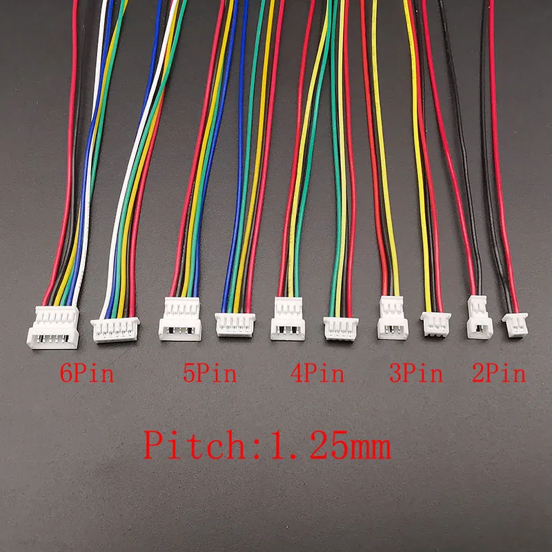 10 Pairs Mini Small Micro JST 1.25mm Pitch Male Female Connector 2/3/4/5/6 Pin Plug Wires Cable Socket 28AWG 15CM